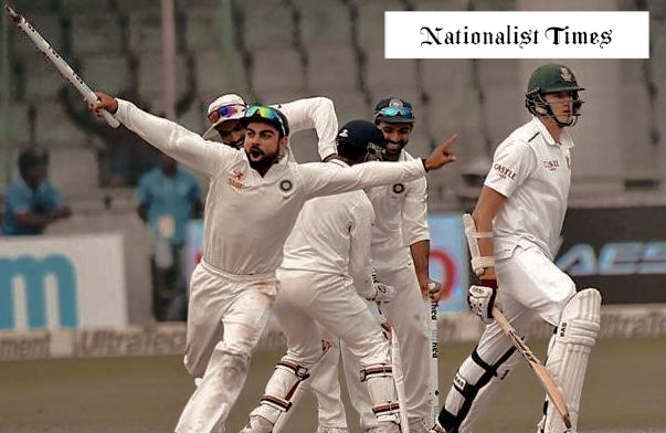 Indian cricket captain Virat Kohli celebrates passionately as Morne Morkel's wicket falls, securing India's 3-0 victory in the Test series in New Delhi on December 7, 2015.